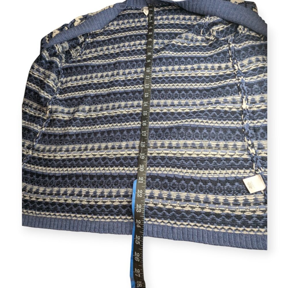 Croft & Barrow Chic Blue and White Knit Open Front Cardigan Petite Medium - Picture 10 of 11